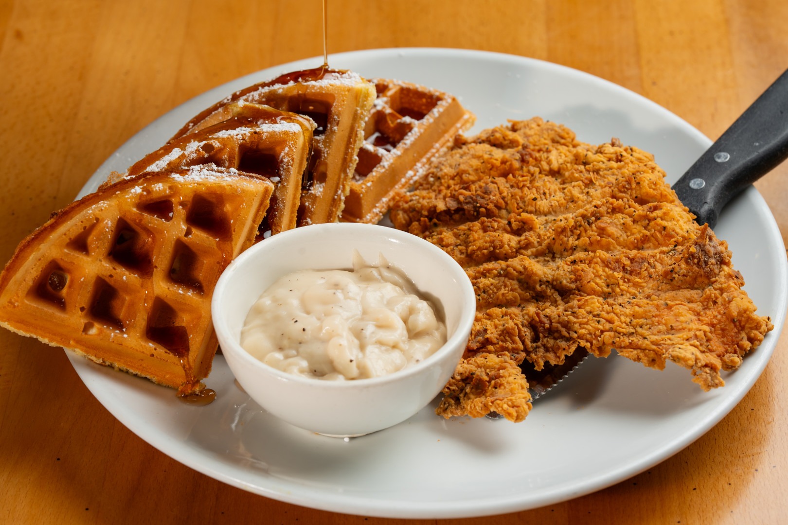 Chicken and waffles as served at Sunview Cafe Anna