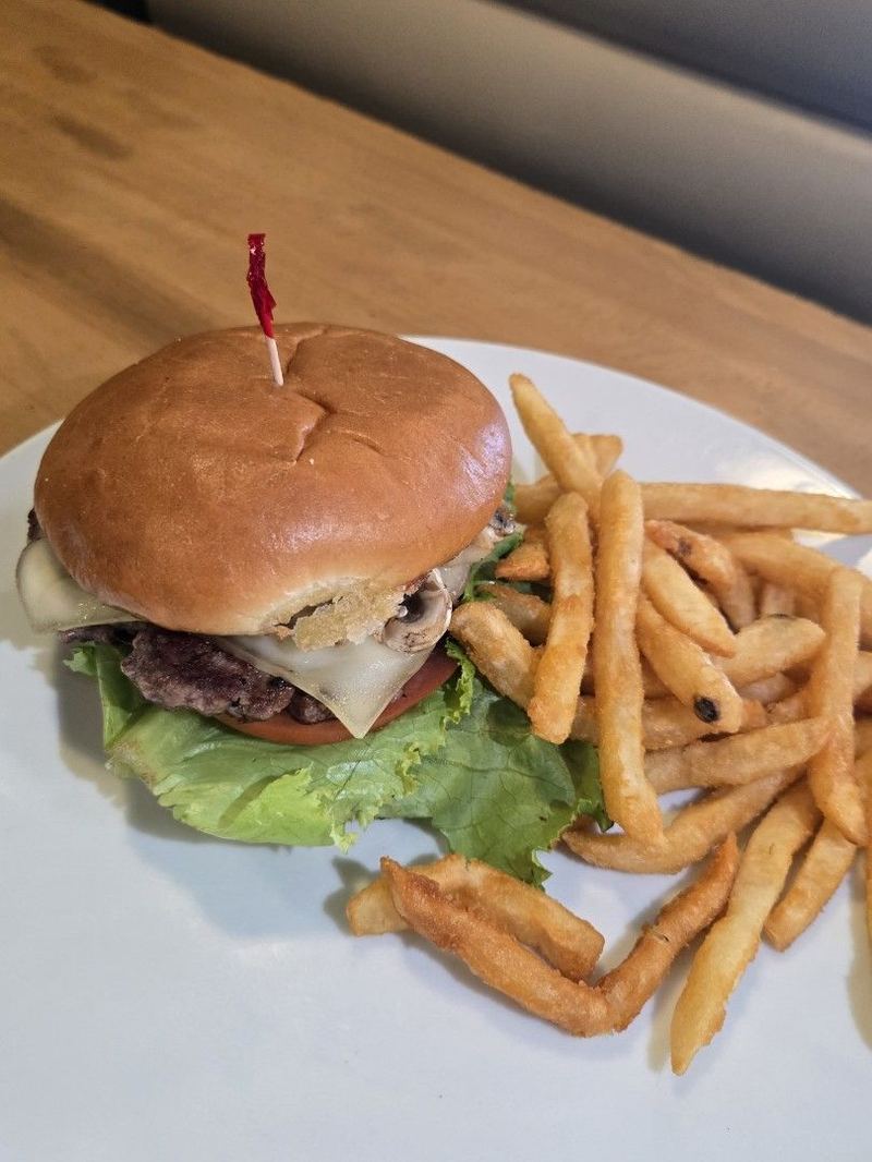 Mushroom & Swiss Burger as served at Sunview Cafe Anna