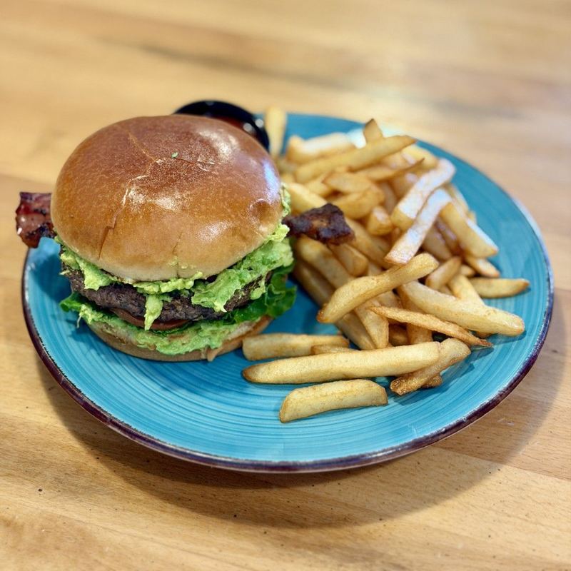 Guacamole Bacon Cheeseburger as served at Sunview Cafe Anna